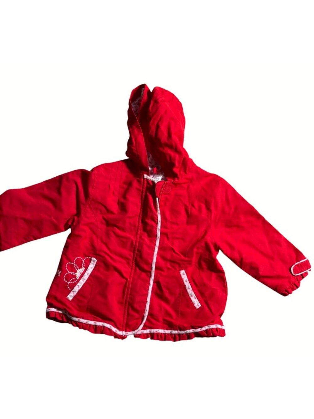 Carters Toddler Girls Red Hooded Jacket With Cherry-Print Lining Size 36 Months